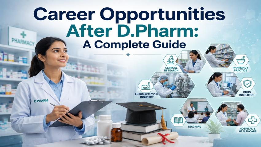 Career Opportunities After D.Pharm including hospital pharmacist, retail pharmacy, government jobs, higher studies, and pharmaceutical industry careers